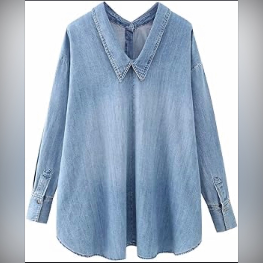 EUC Zara size M reverse denim top